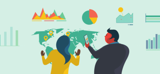 Servicedesk KPI's - drawing of two people looking at statistics and data