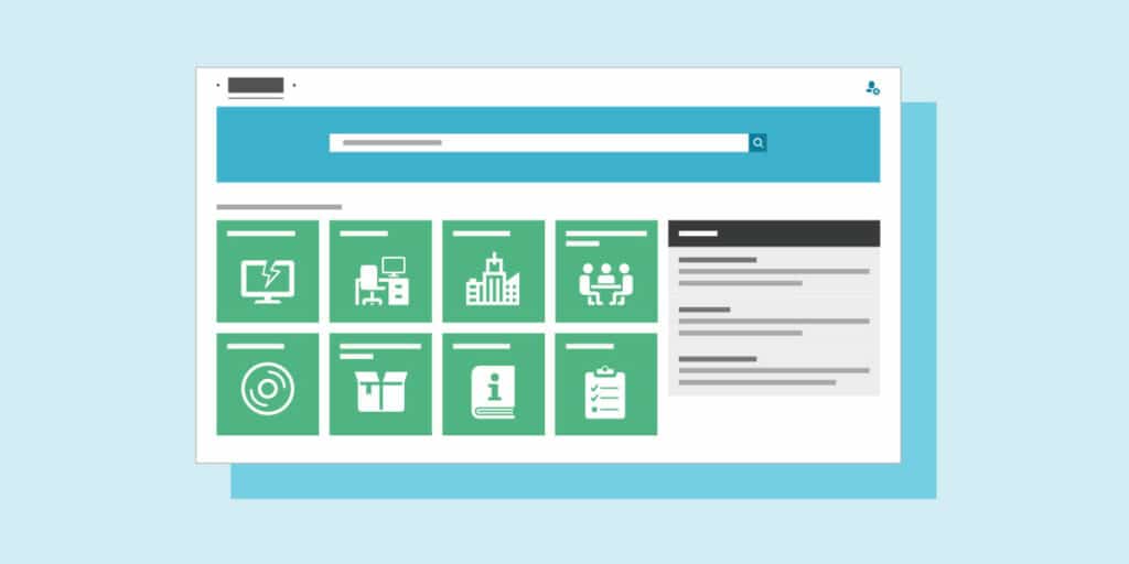 Image of a self-service portal, with multiple modules and a news menu on the right.