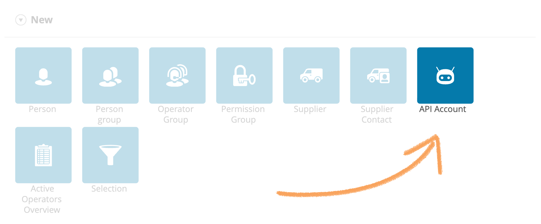 New API Account button