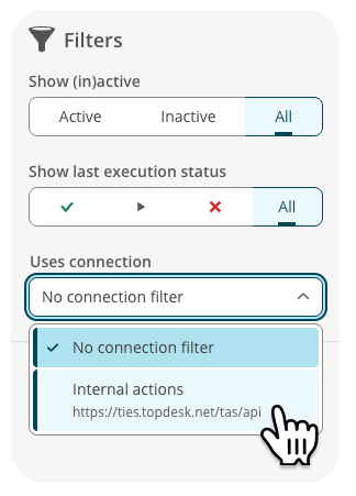 'Used connection' filter