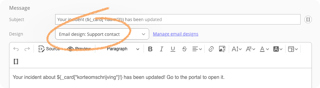 email design - select design