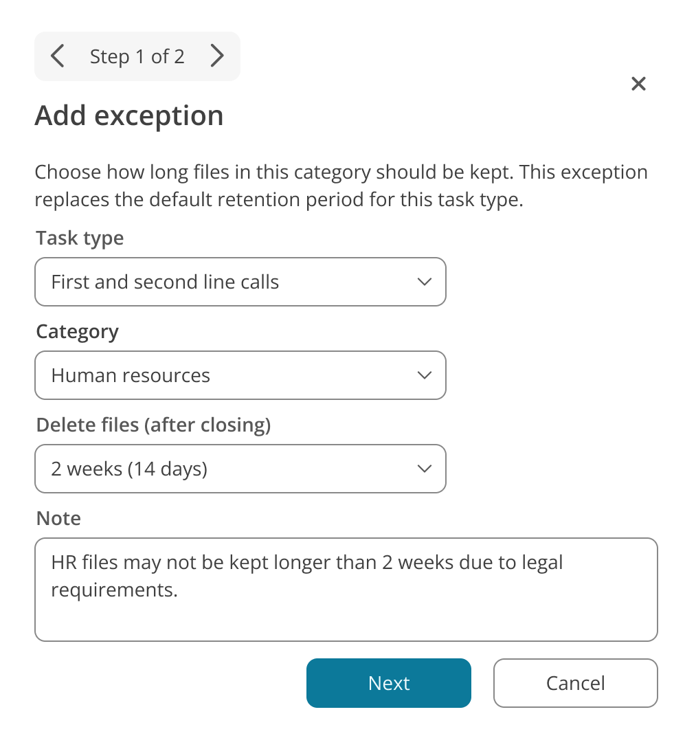 file maintenance - exception