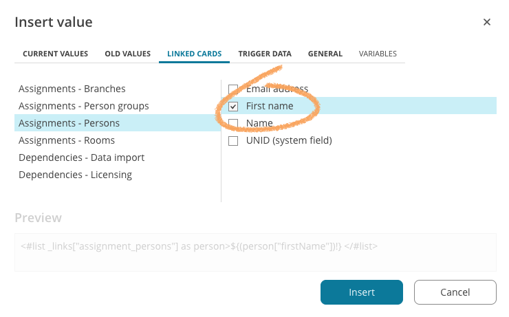 Add 'First name' in Automated Action