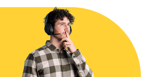 man who wears headset is thinking