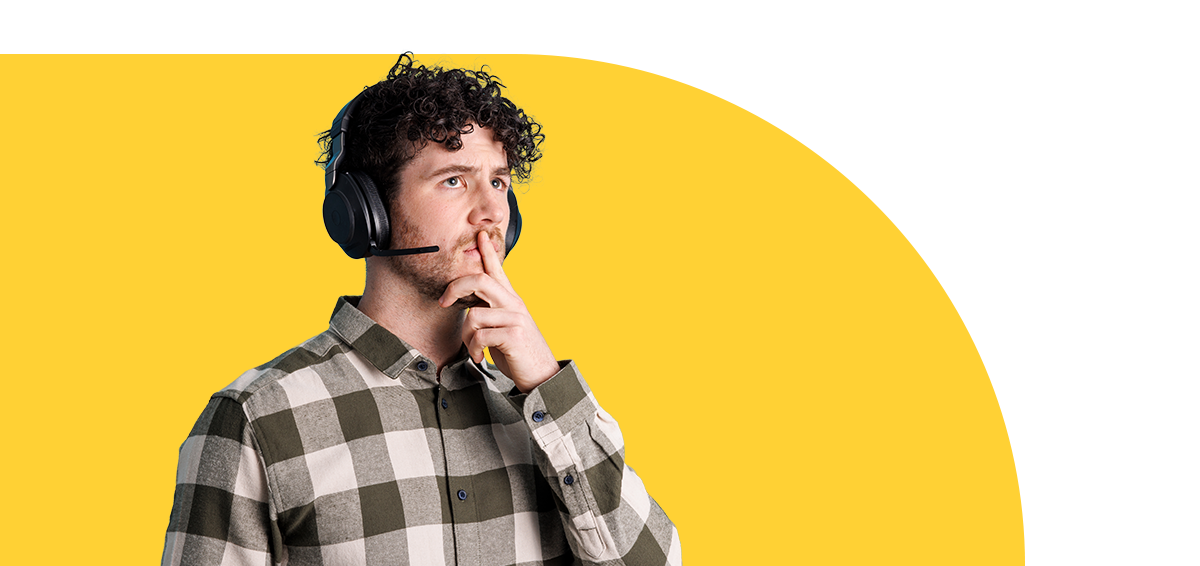 man who wears headset is thinking