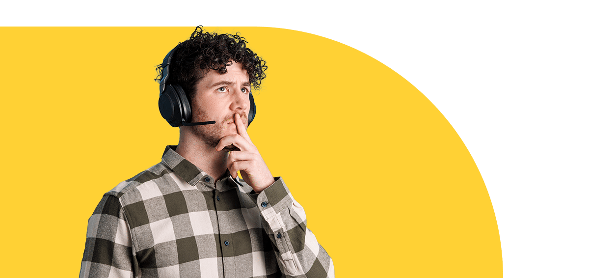 man who wears headset is thinking