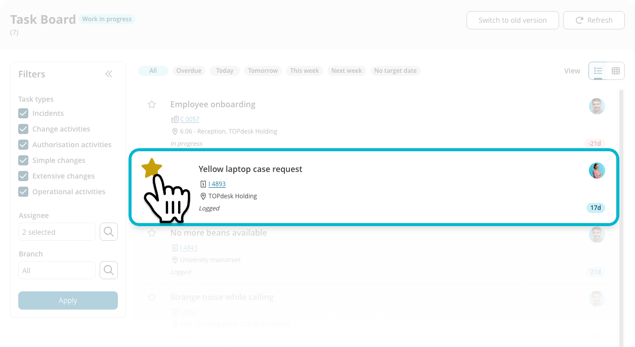 task board - bookmark