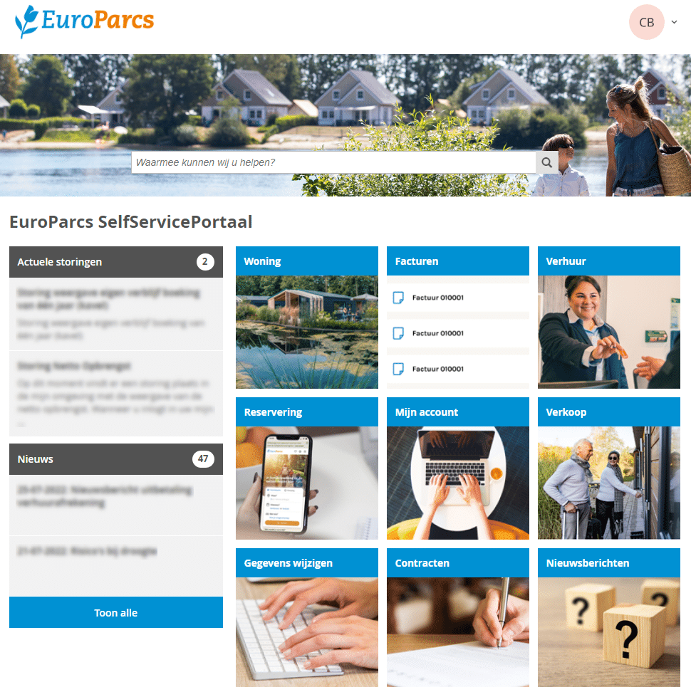 Self-Service portaal van EuroParcs
