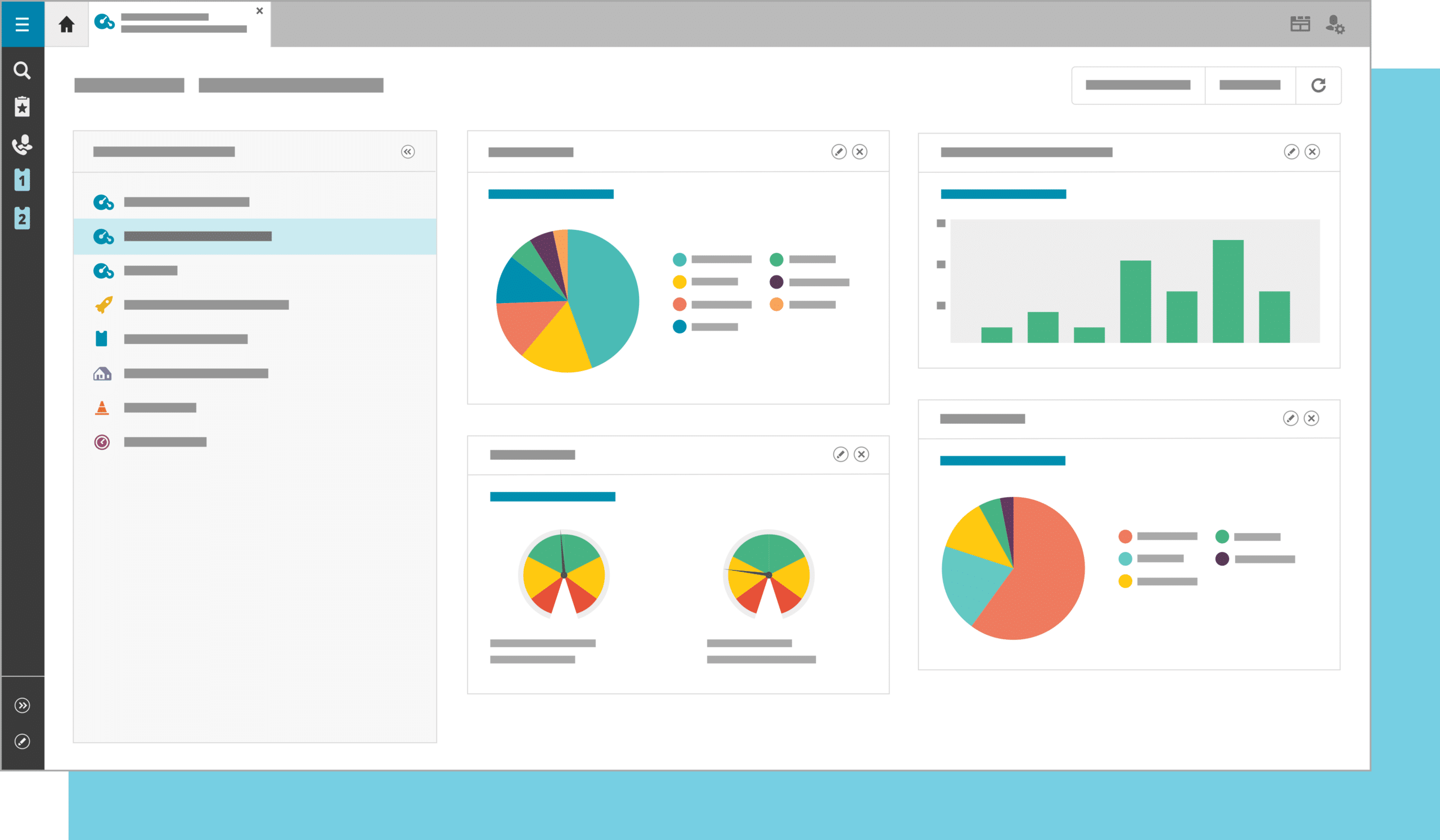 Imagem de ferramenta de ITSM com dashboards e kpis